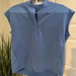 Figs Light Blue Short Sleeve Scrub Top